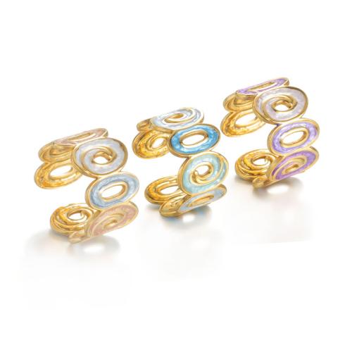 Enamel Stainless Steel Finger Ring, 304 Stainless Steel, gold color plated, for woman & hollow, more colors for choice, Sold By PC