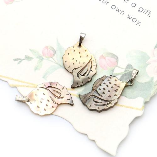 Black Shell Pendant, with Wax Cord & Iron, Conch, DIY, mixed colors, Sold By PC