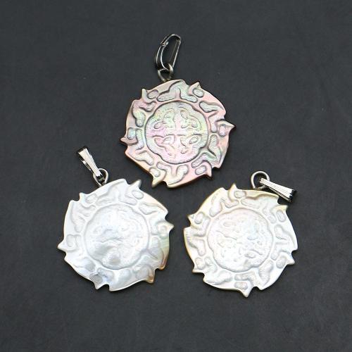 Подвески из ракушек, Морская раковина, с Восковой шнур & Железо, солнце, DIY, Много цветов для выбора, 20x23mm, продается PC