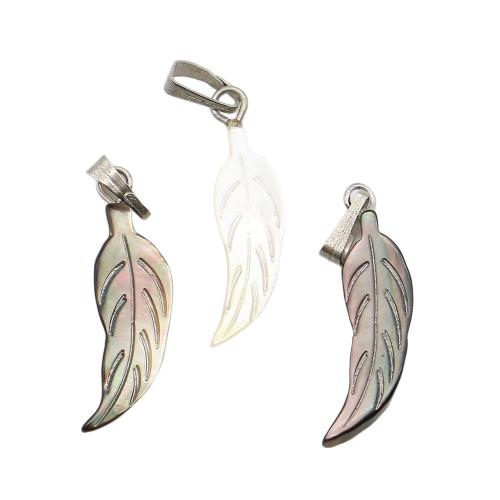 Подвески из ракушек, Морская раковина, с Восковой шнур & Железо, Листок, DIY, Много цветов для выбора, 7x25mm, продается PC