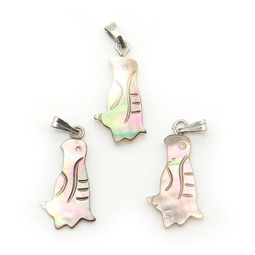 Черная-Лип-Шелл подвеска, с Восковой шнур & Железо, Пингвин, DIY, Много цветов для выбора, 11x23mm, продается PC