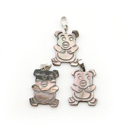 Черная-Лип-Шелл подвеска, с Восковой шнур & Железо, Медведь, DIY, Много цветов для выбора, 14x21mm, продается PC