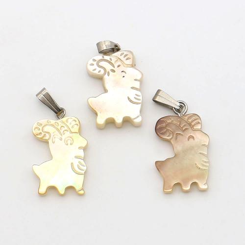 Подвески из натуральных желтых ракушек, с Восковой шнур & Железо, Овца, DIY, разноцветный, 13x20mm, продается PC