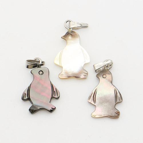 Черная-Лип-Шелл подвеска, с Восковой шнур & Железо, Пингвин, DIY, разноцветный, 12x19mm, продается PC