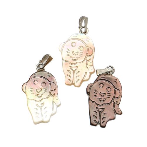 Подвески из ракушек, Морская раковина, с Восковой шнур & Железо, Тигр, DIY, разноцветный, 14x23mm, продается PC