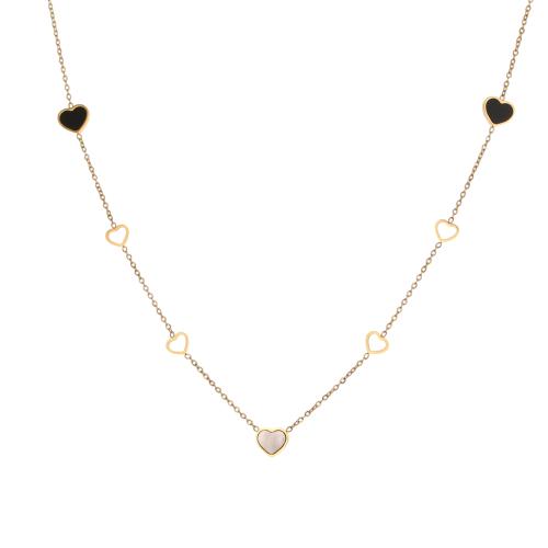 Stainless Steel Jewelry Necklace, 304 Stainless Steel, with Pearl Oyster & Cubic Zirconia, 18K gold plated, fashion jewelry & different styles for choice & for woman, Sold By PC