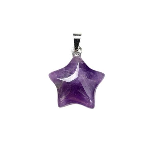Gemstone Pendants Jewelry, Brass, with Natural Stone, Star, DIY & different materials for choice, 20mm, Sold By PC