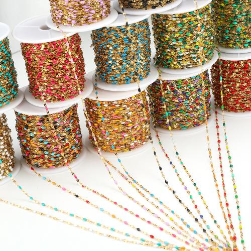 Stainless Steel Jewelry Chain, 304 Stainless Steel, gold color plated, DIY & enamel, more colors for choice, 2m/Bag, Sold By Bag