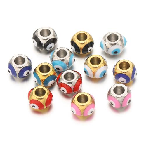 Fashion Evil Eye Jewelry Beads, 304 Stainless Steel, gold color plated, DIY & enamel, more colors for choice, 10PCs/Bag, Sold By Bag