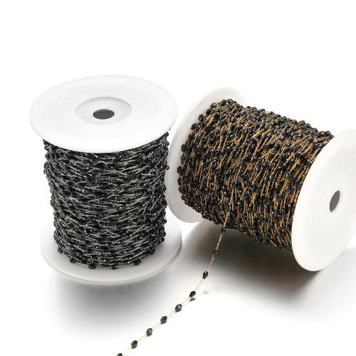 Decorative Beaded Chain, 304 Stainless Steel, with Crystal, gold color plated, DIY, more colors for choice, Sold By m