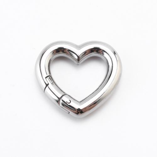 304 Stainless Steel Snap Clasp, Heart, DIY, original color, 16x17x3mm, Sold By PC