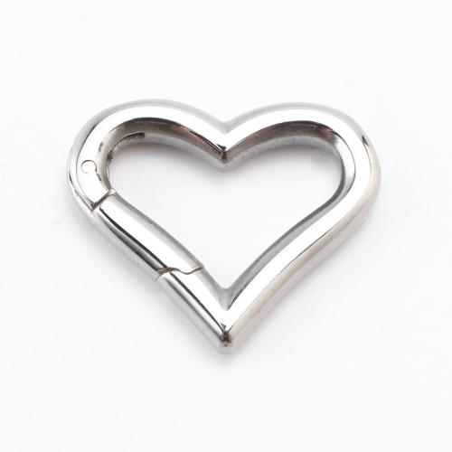304 Stainless Steel Snap Clasp, Heart, DIY, original color, 17x20x3mm, Sold By PC