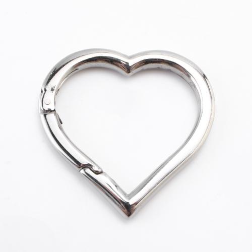 304 Stainless Steel Snap Clasp, Heart, DIY, original color, 30x30x3mm, Sold By PC