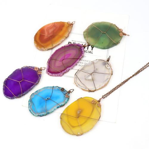 Natural Gemstone Necklace, 304 Stainless Steel, with iron chain, handmade, fashion jewelry & different materials for choice & for woman, antique copper color, Sold By PC