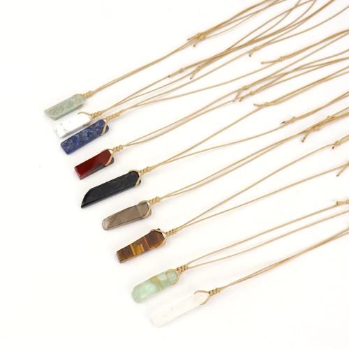 Natural Gemstone Necklace, with Polyester Cord, handmade, fashion jewelry & different materials for choice & for woman, brown, Sold By PC