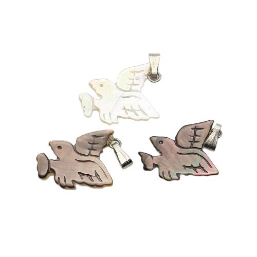 Морская раковина подвеска, с Восковой шнур & Железо, Птица, DIY, Много цветов для выбора, 15x22mm, продается PC