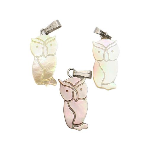 Морская раковина подвеска, с Восковой шнур & Железо, Сова, DIY, Много цветов для выбора, 10x23mm, продается PC