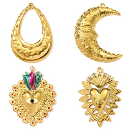 Ювелирные подвески из нержавеющей стали, Нержавеющая сталь 304, плакирован золотом, DIY & эмаль & со стразами, Много цветов для выбора, 3ПК/сумка, продается сумка