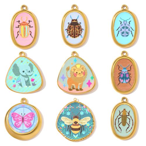 Нержавеющая сталь животных Подвески, Нержавеющая сталь 304, плакирован золотом, DIY & эмаль, Много цветов для выбора, 3ПК/сумка, продается сумка