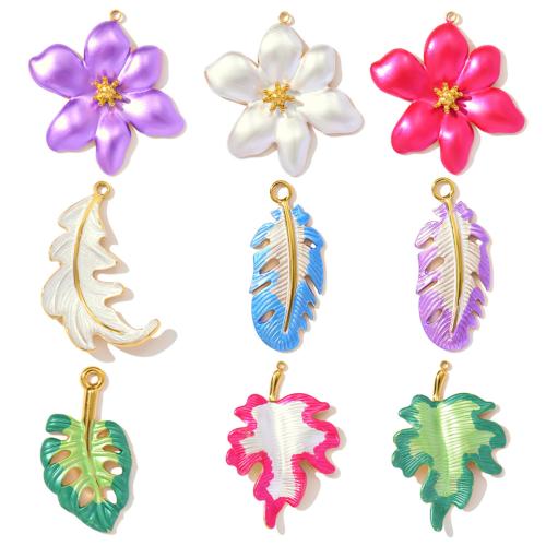 Ювелирные подвески из нержавеющей стали, Нержавеющая сталь 304, плакирован золотом, DIY & эмаль, Много цветов для выбора, 3ПК/сумка, продается сумка