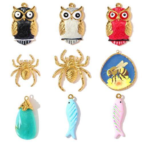 Нержавеющая сталь животных Подвески, Нержавеющая сталь 304, плакирован золотом, DIY & эмаль, Много цветов для выбора, 3ПК/сумка, продается сумка