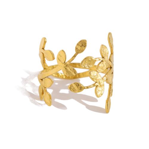 Stainless Steel Finger Ring, 304 Stainless Steel, Leaf, 18K gold plated, fashion jewelry & different styles for choice & for woman, Sold By PC
