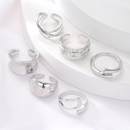 Tibetan Style Ring Set, plated, 6 pieces & fashion jewelry & for woman, silver color, Sold By Set