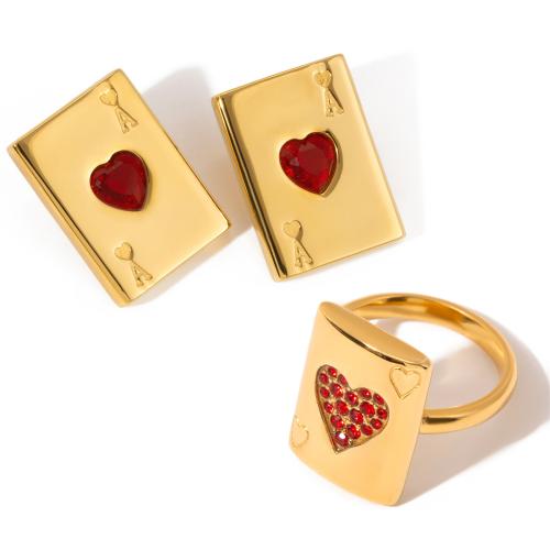 Cubic Zirconia Stainless Steel Jewelry Sets, 304 Stainless Steel, with Cubic Zirconia, plated, fashion jewelry & different styles for choice & for woman, Sold By PC