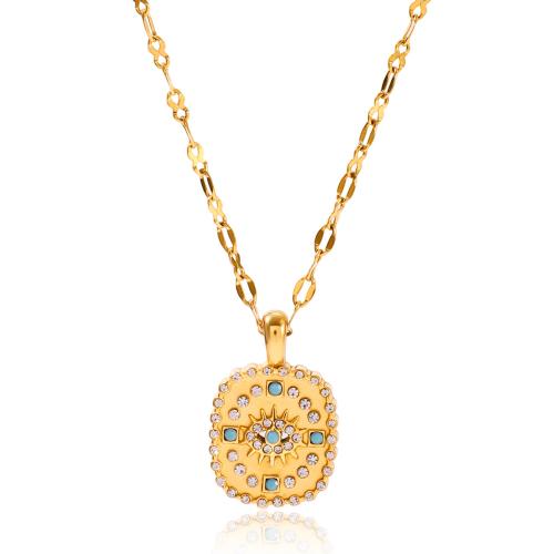 Cubic Zirconia Stainless Steel Jewelry Sets, 304 Stainless Steel, with Cubic Zirconia & Turquoise, plated, fashion jewelry & different styles for choice & for woman, Sold By PC