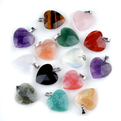 Gemstone Pendants Jewelry, Brass, with Gemstone, Heart, polished, DIY & different materials for choice, Sold By PC