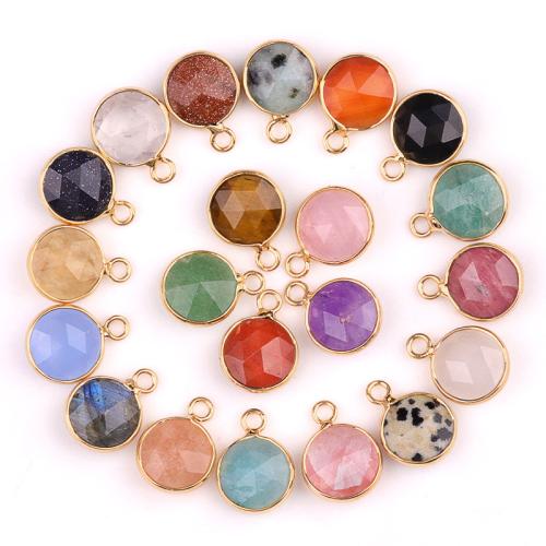 Gemstone Pendants Jewelry, Brass, with Gemstone, Round, polished, different materials for choice, Sold By PC