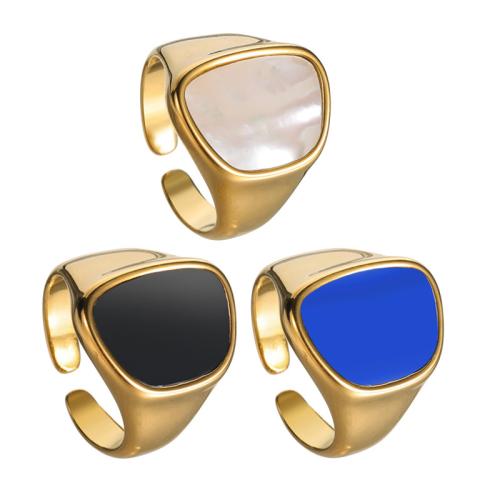 Stainless Steel Finger Ring, 304 Stainless Steel, with Resin, 18K gold plated, fashion jewelry & for woman, Sold By PC
