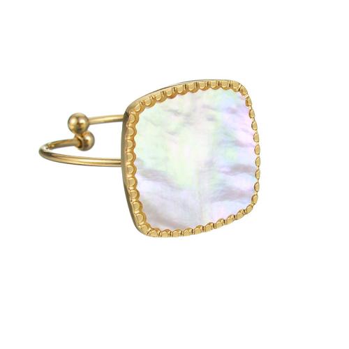 Bague en acier inoxydable, Acier inoxydable 304, cadre, Placage, bijoux de mode & pour femme, doré, Vendu par PC