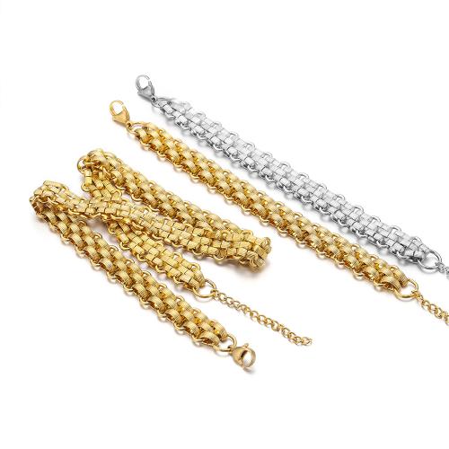 Edelstahl Schmucksets, Armband & Halskette, 304 Edelstahl, goldfarben plattiert, Modeschmuck, keine, verkauft von PC