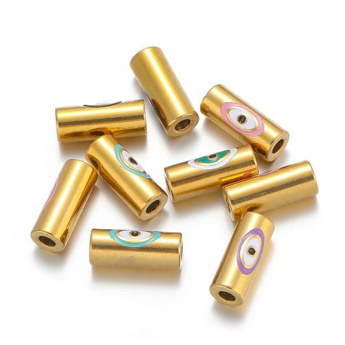 Granos del tubo de acero inoxidable, acero inoxidable 304, chapado en color dorado, Bricolaje & esmalte, más colores para la opción, 5PCs/Bolsa, Vendido por Bolsa