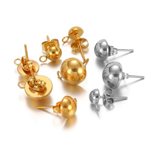 Stainless Steel Earring Stud Component, 304 Stainless Steel, gold color plated, DIY, more colors for choice, 10PCs/Bag, Sold By Bag