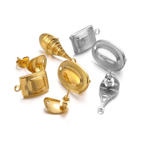 Stainless Steel Earring Stud Component, 304 Stainless Steel, gold color plated, DIY, more colors for choice, 5Pairs/Bag, Sold By Bag