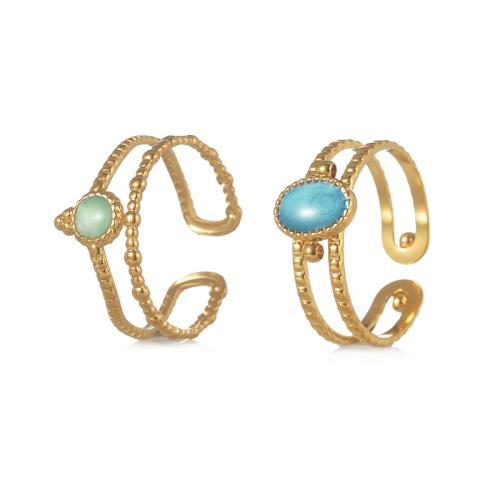 Enamel Stainless Steel Finger Ring, 304 Stainless Steel, plated, different styles for choice & for woman & hollow, golden, Sold By Pair