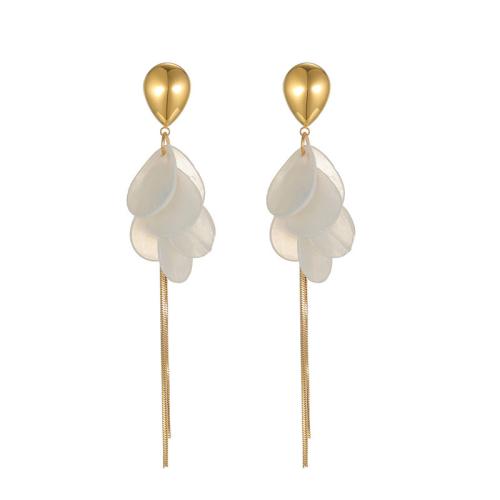 Stainless Steel Drop Earring, 304 Stainless Steel, with Shell, plated, fashion jewelry & different styles for choice & for woman, golden, Sold By PC