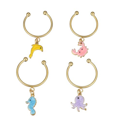 Enamel Stainless Steel Finger Ring, 304 Stainless Steel, gold color plated, different styles for choice & for woman, more colors for choice, Sold By PC