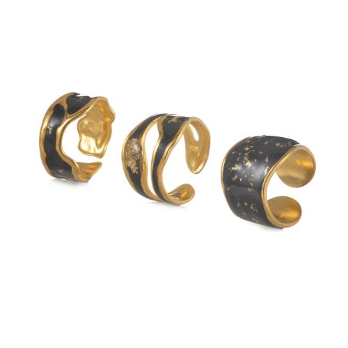 Enamel Stainless Steel Finger Ring, 304 Stainless Steel, gold color plated, different styles for choice & for woman, more colors for choice, Sold By PC