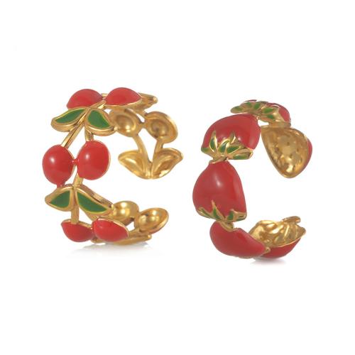 Enamel Stainless Steel Finger Ring, 304 Stainless Steel, gold color plated, different styles for choice & for woman, Sold By PC