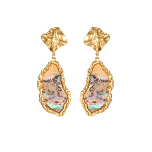 Stainless Steel Drop Earring, 304 Stainless Steel, with Abalone Shell, plated, fashion jewelry & different materials for choice & for woman, golden, Sold By Pair