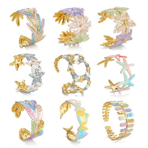 304 Stainless Steel Cuff Bangle, gold color plated, different styles for choice & for woman & enamel, more colors for choice, Sold By PC