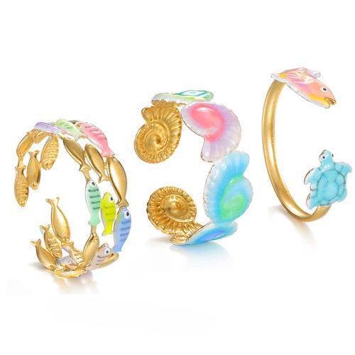 304 Stainless Steel Cuff Bangle, gold color plated, different styles for choice & for woman & enamel, Sold By PC