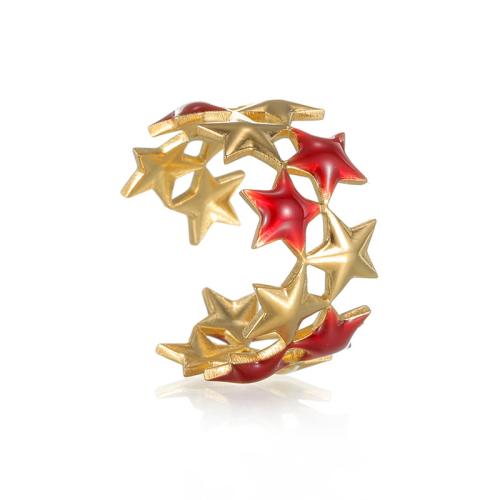 Enamel Stainless Steel Finger Ring, 304 Stainless Steel, gold color plated, for woman & hollow, Sold By PC