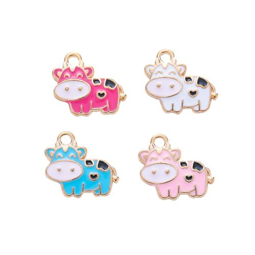 Tibetan Style Enamel Pendants, Cow, plated, DIY, more colors for choice, 100PCs/Bag, Sold By Bag