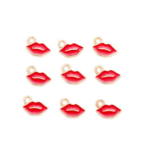 Tibetan Style Enamel Pendants, Lip, plated, DIY, more colors for choice, 100PCs/Bag, Sold By Bag