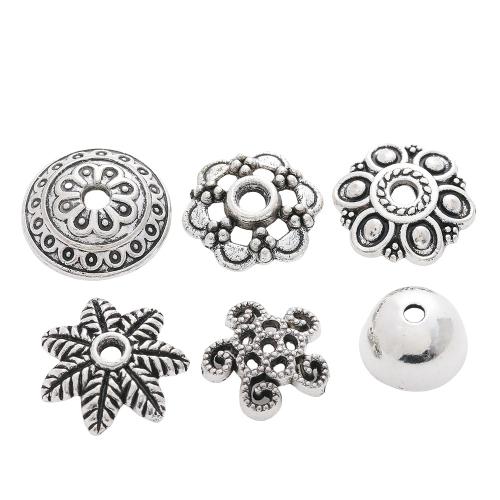 Chapeau de perle en alliage de zinc, Placage de couleur argentée, DIY & creux, 100PC/sac, Vendu par sac