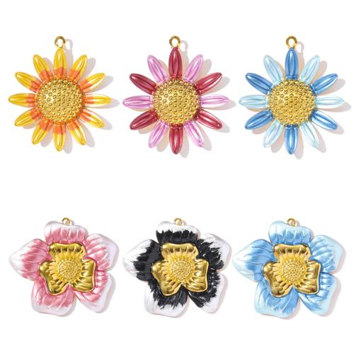 Stainless Steel Flower Pendant, 304 Stainless Steel, plated, DIY & enamel, more colors for choice, 3PCs/Bag, Sold By Bag